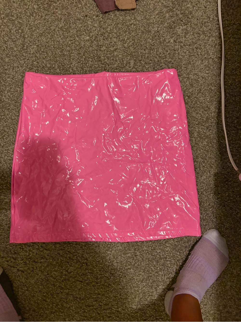 SHEIN Shiny Pink Vinyl Mini Skirt